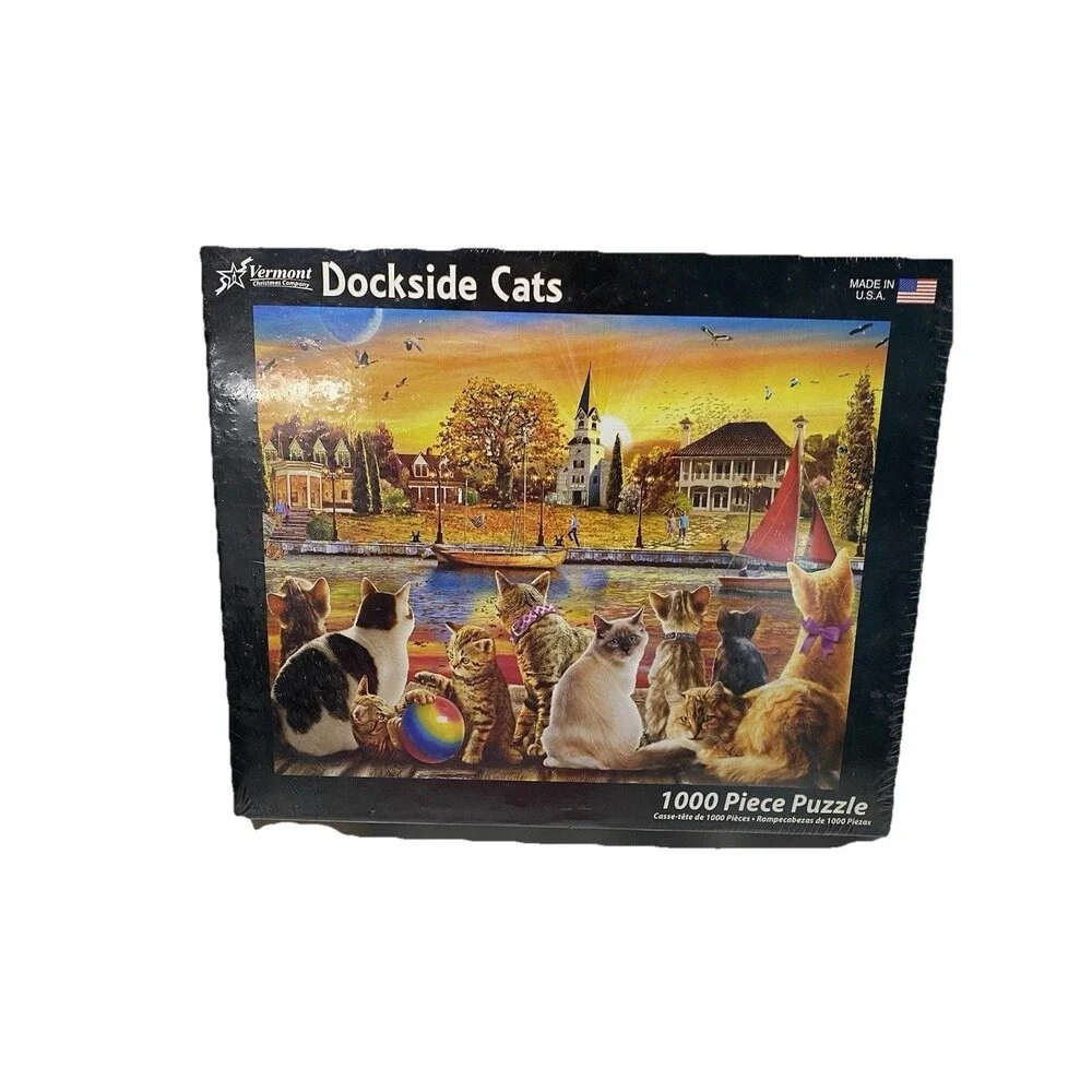 Dockside Cats 1000 Piece Jigsaw Puzzle - NIB- Vermont Christmas Co.